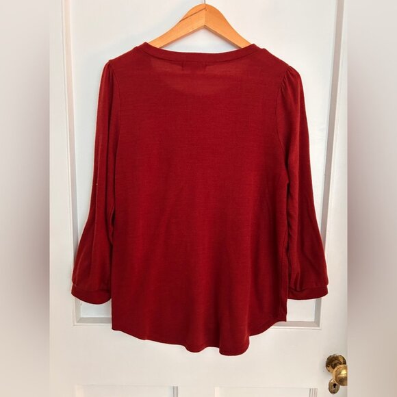 Faith & Joy Sweater in Rust with Faux Pocket and Button Size Large - Picture 8 of 9